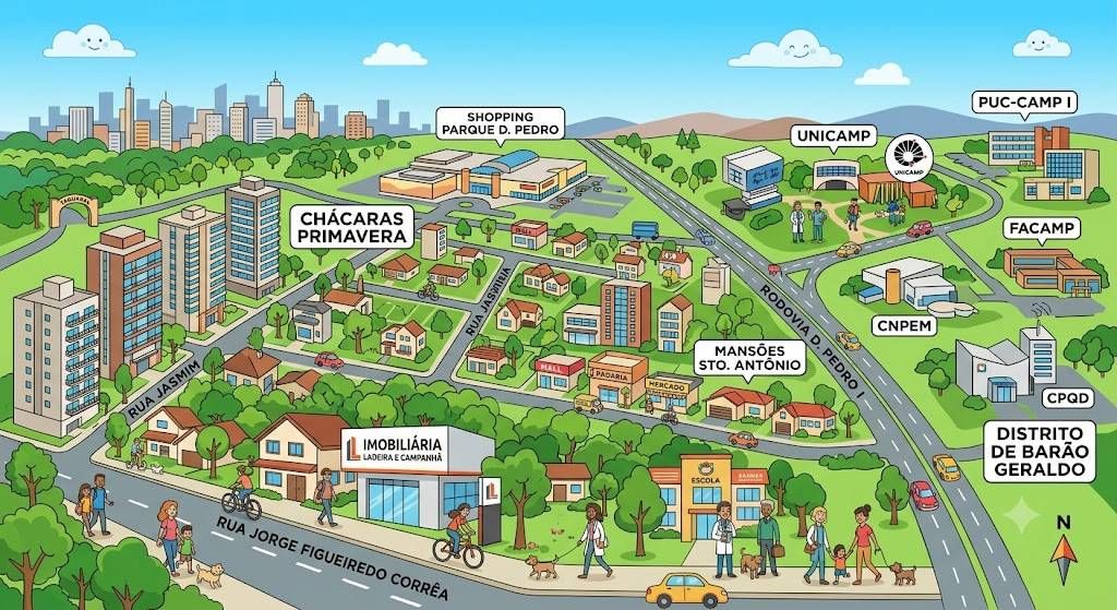 Morar nos bairros Mansões Santo Antônio e Chácaras Primavera em Campinas/SP