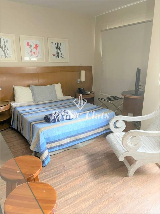 Flat mobiliado no Slaviero Essential São Paulo Moema disponível para locação, com 26m², 1 quarto e 1 vaga no Moema - Flat em Moema, São Paulo - para locação - Prime Flats Negócios Imobiliários