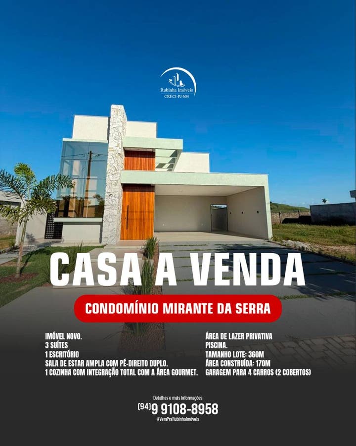 Venda | Condomínio Mirante da Serra - Casa de Condomínio - à venda - Rubinha Sousa
