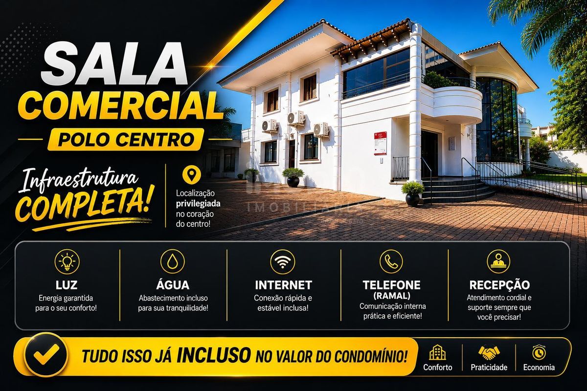 SALA COMERCIAL PARA ALUGAR (R$1.600,00) AVENIDA PEDRO BASSO EM FOZ DO IGUAÇU - PR - Salas Comerciais em Jardim Polo Centro, Foz do Iguaçu - para locação - Imob10 Imobiliária Ltda