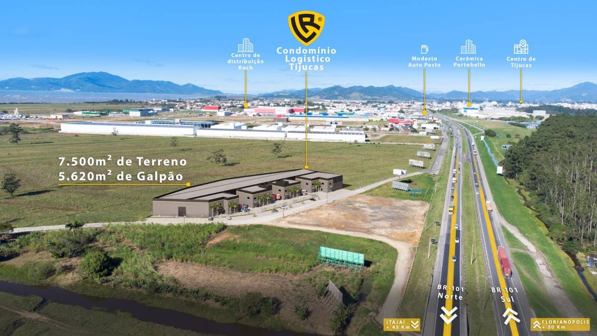 Galpão Logístico na Br 101 nas Tijucas - Galpão em Centro, Tijucas - para locação - Brava Norte Imóveis