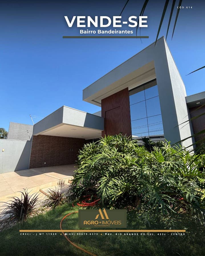 #614 VENDE-SE CASA - LUCAS DO RIO VERDE - Casa em Bandeirantes, Lucas do Rio Verde - à venda - AGRO+IMÓVEIS NEGÓCIOS IMOBILIÁRIOS LTDA