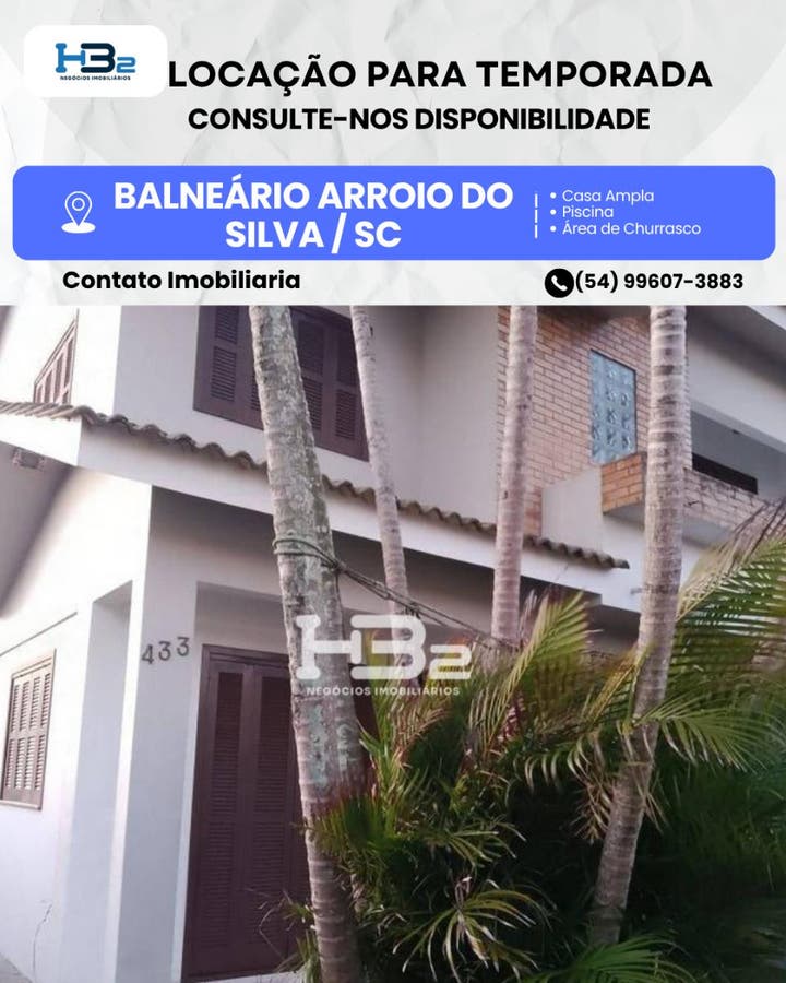 Casa com 3 quartos - Balneário Arroio do Silva - Casa em Centro, Balneário Arroio do Silva - para locação e para temporada - HB2 NEGOCIOS IMOBILIARIOS LTDA