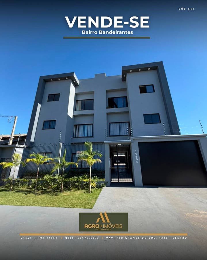 #649 VENDE-SE APARTAMENTOS BAIRRO BANDEIRANTES - LUCAS DO RIO VERDE - Apartamento em Bandeirantes, Lucas do Rio Verde - à venda - AGRO+IMÓVEIS NEGÓCIOS IMOBILIÁRIOS LTDA