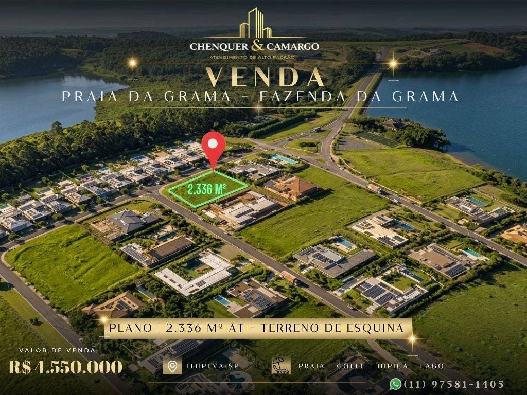 Terreno à venda Fazenda da Grama, 2.514m² plano, vista para a Praia da Grama e título incluso - Lote/Terreno em Fazenda da Grama - Praia da Grama, Itupeva - à venda - Chenquer & Camargo Imóveis