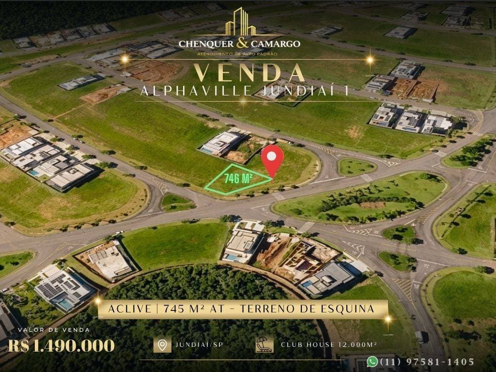 Terreno à venda no Alphaville Jundiaí 1, 746m², esquina norte, aclive e pôr do sol - Lote/Terreno em Alphaville Jundiaí, Jundiaí - à venda - Chenquer & Camargo Imóveis