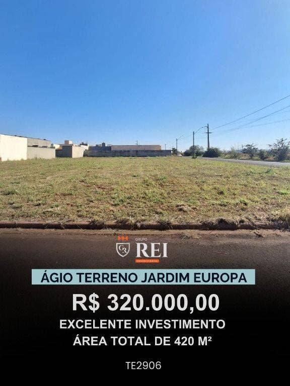 ÁGIO TERRENO - JARDIM EUROPA RIO VERDE/GO ??Um terreno amplo com 420 m² em uma das regiões mais valorizadas da cidade! Ideal para quem busca investim - Lote/Terreno em JARDIM EUROPA, Rio Verde - à venda - IMOBILIARIA REI EMPREENDIMENTOS S/S LTDA