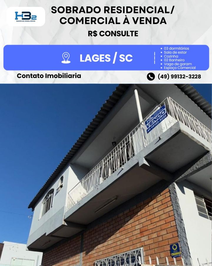 SOBRADO À VENDA - Residencial e Comercial em São Cristóvão, Lages - à venda - HB2 NEGOCIOS IMOBILIARIOS LTDA