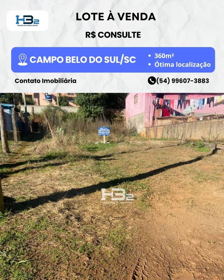 Lote Urbano em Campo Belo do Sul Centro - Lote/Terreno em Centro, Campo Belo do Sul - à venda - HB2 NEGOCIOS IMOBILIARIOS LTDA