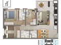 Planta baixa - Bless Parque Barueri | Construtora RSF | Pronto | 73 metros | 03 dormitórios | suíte | varanda | 01 vaga - Apartamento em Jardim Esperança, Barueri - à venda - SEGUNDO IMÓVEL
