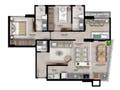 Planta baixa - Dom Parque Flamboyant - Apartamento em Jardim Goiás, Goiânia - à venda - Correia Imóveis
