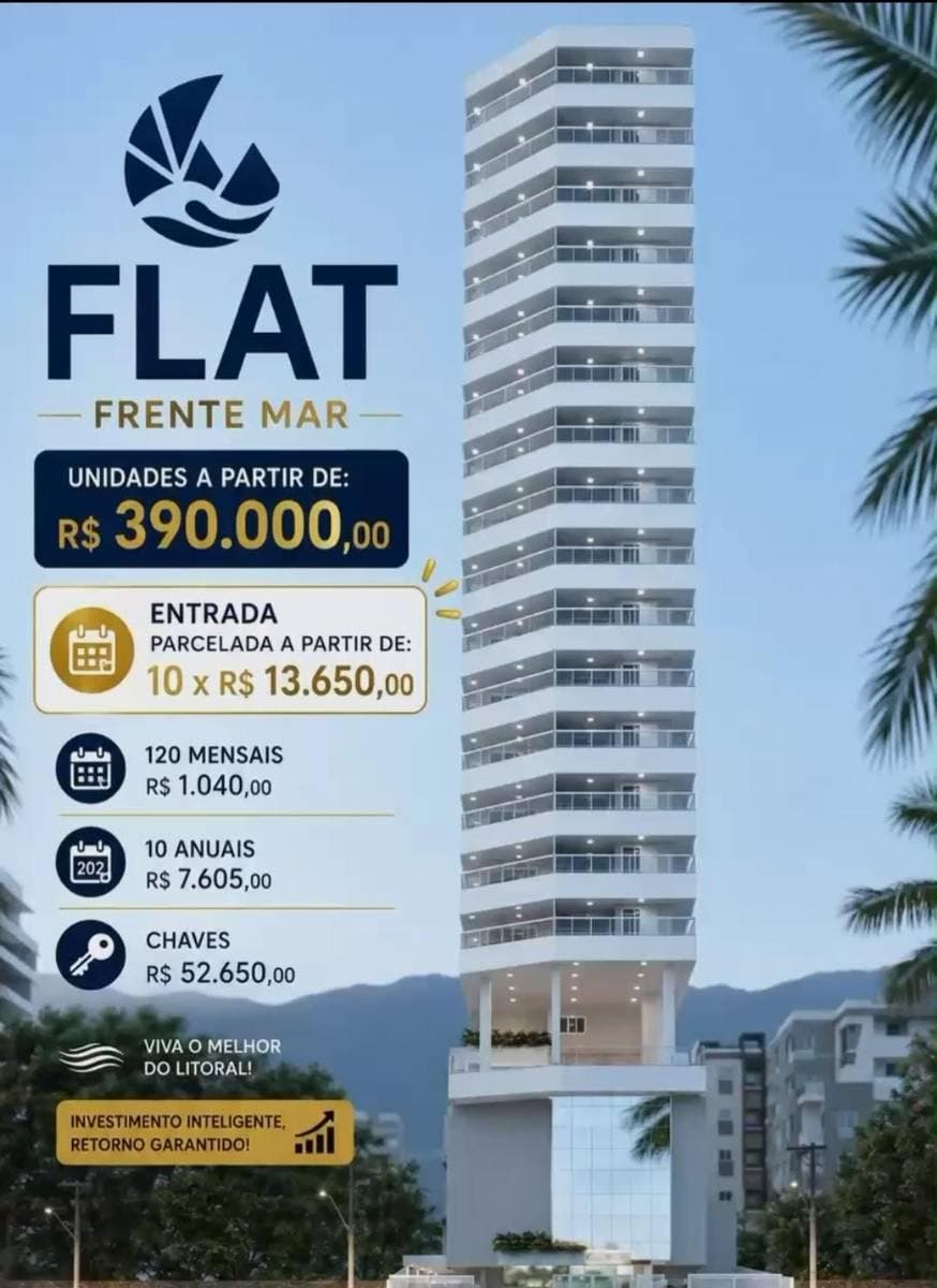🏖️ FLAT FRENTE MAR SUÍTE | ENTRADA EM 10X R$ 13.650,00| LAZER COMPLETO | - Flat/Loft/Estúdio em Caiçara, Praia Grande - à venda - DEBORA BUENO CONSULTORIA IMOBILIÁRIA