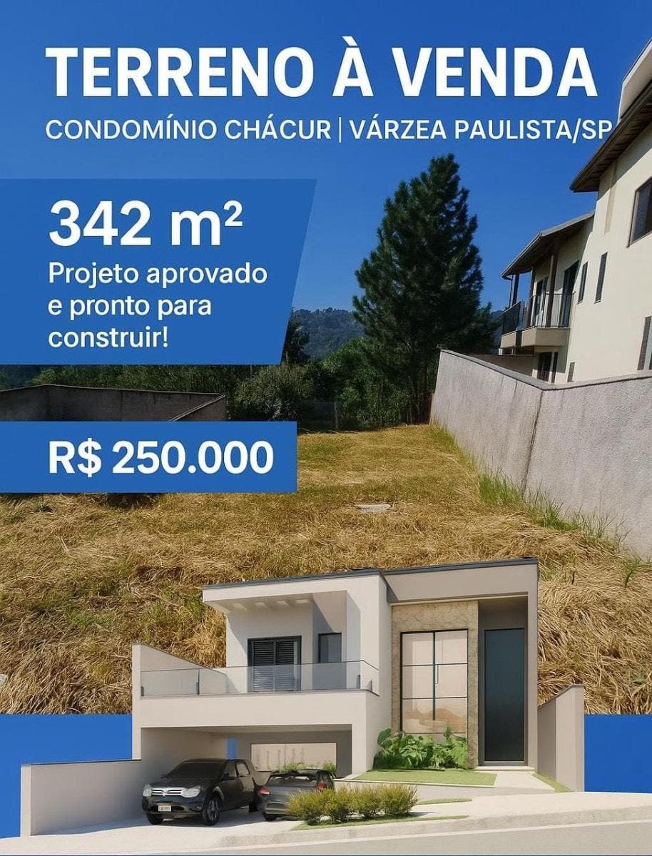 Terreno em Condomínio Fechado à Venda em Várzea Paulista | 342M² com Projeto Aprovado - Lote/Terreno em Condomínio Chacur, Várzea Paulista - à venda - Entry Imob