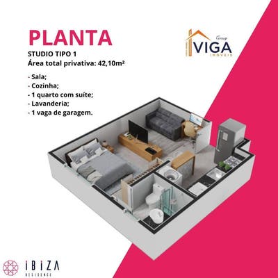 Flat/Loft/Estúdio com 1 quarto à Venda, Residencial Beira Rio II - Itumbiara - Flat/Loft/Estúdio em Residencial Beira Rio II, Itumbiara - à venda - Group Viga Negócios Imobiliários Ltda