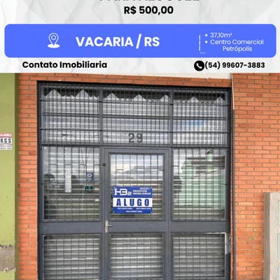 SALA COMERCIAL PARA LOCAR - PETRÓPOLIS VACARIA - Comercial em PETRÓPOLIS, Vacaria - para locação - HB2 NEGOCIOS IMOBILIARIOS LTDA