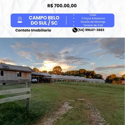 TERRENO RURAL EM CAMPO BELO DO SUL NO INTERIOR - Terreno em INTERIOR, Campo Belo do Sul - à venda - HB2 NEGOCIOS IMOBILIARIOS LTDA