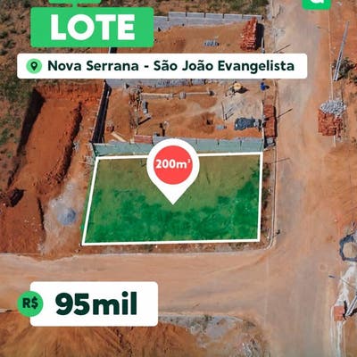 Oportunidade de Lote no Bairro Nova Serrana em São João Evangelista 📍 - Lote/Terreno em São João Evangelista - à venda - Gama Imobiliária