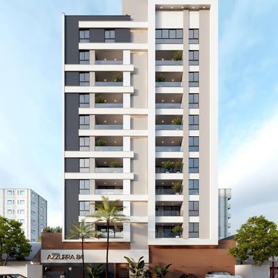 Fachada aérea/perspectiva do Residencial Azzurra