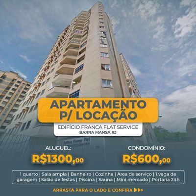 APARTAMENTO 1 QUARTO FRANCA FLAT 701 - Flat/Loft/Estúdio em Centro, Barra Mansa - para locação - Rede Integral Imobiliária e Engenharia Ltda