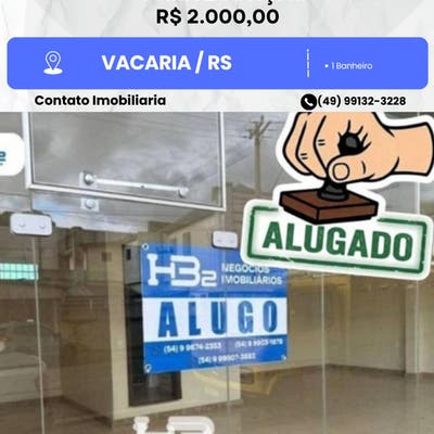 Sala Comercial para Locar Vacaria - Comercial em Vacaria - para locação - HB2 NEGOCIOS IMOBILIARIOS LTDA