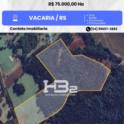 ÁREA RURAL A VENDA VACARIA RS - Terreno em Vacaria - HB2 NEGOCIOS IMOBILIARIOS LTDA