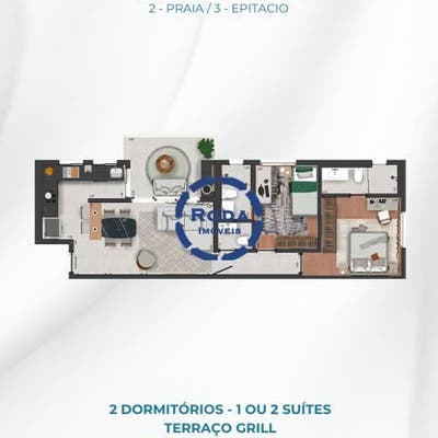 Empreendimento na Planta a 50 metros da praia do Embaré, 2 suítes - Apartamento em Embaré, Santos - à venda - A.AYRES IMÓVEIS LTDA