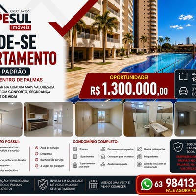 Vendo Apartamento Residencial Montese Arse 21 - Apartamento em Plano Diretor Sul, Palmas - à venda - Empesul Imóveis