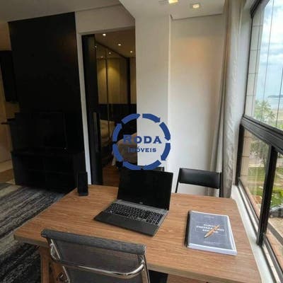 Flat 1 dormitório, vista mar na praia do Itararé, São Vicente (SP). - Flat/Loft/Estúdio em Itararé, São Vicente - para locação - A.AYRES IMÓVEIS LTDA