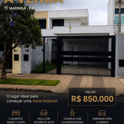 CASA A VENDA MARINGA - JARDIM CANADA - Casa em Maringá - à venda - Rafael Ortega Imóveis